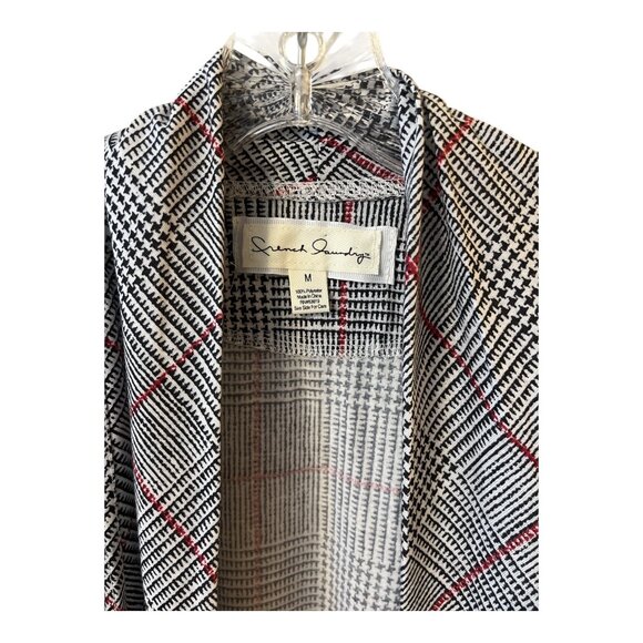 French Laundry Women’s Open Front Cardigan – Black, White & Red Plaid – Size M – - Picture 3 of 5